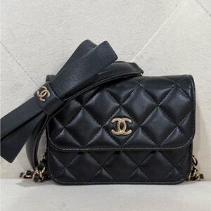 Chanel Mini Flap Bow Quilted Leather Crossbody Bag